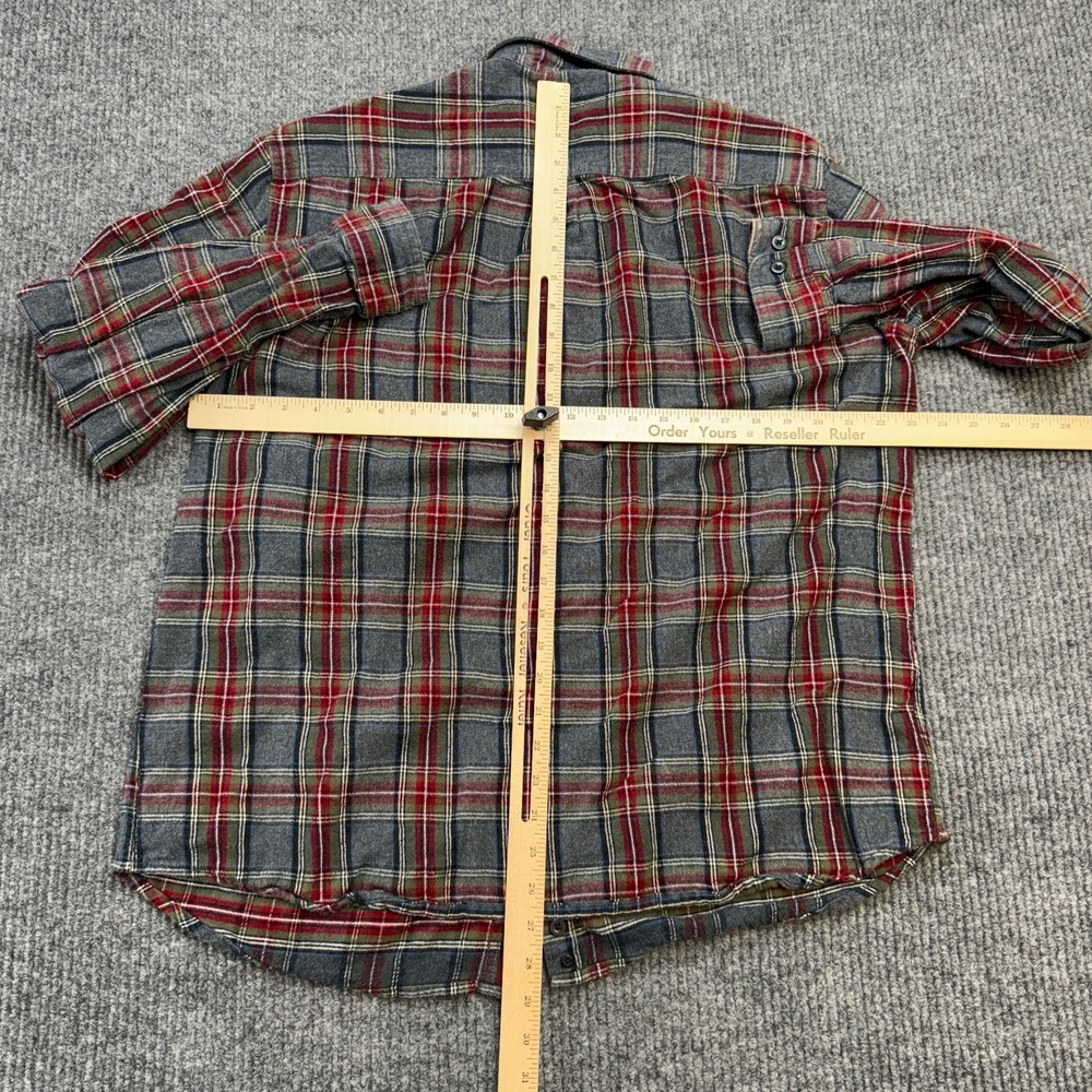 LL Bean Flannel Shirt Mens Large Gray Scotch Tartan Plaid Button Down Chore - Picture 6 of 7